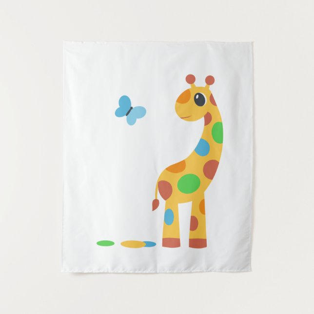 Tenture Colorful Girafe and Butterfly (Devant)
