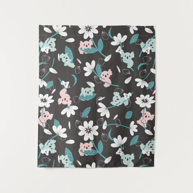 Tenture Colorful Koala Pattern Cute Animal and Floral (Devant)