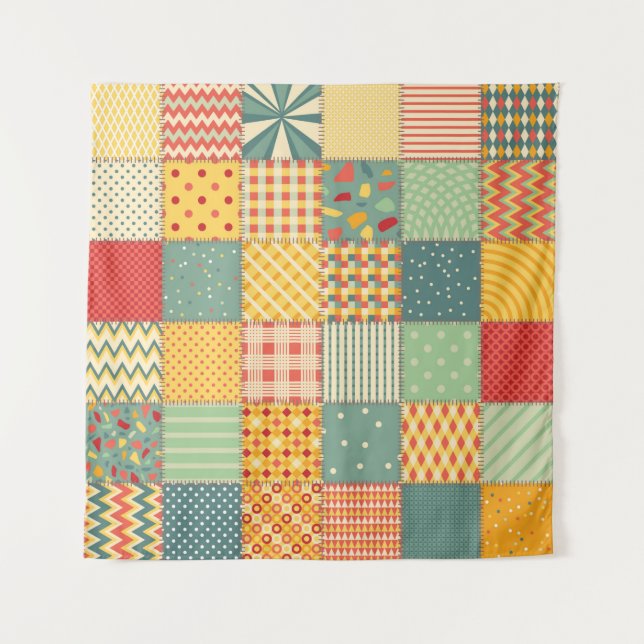 Tenture Colorful seamless patchwork pattern with abstract  (Devant)