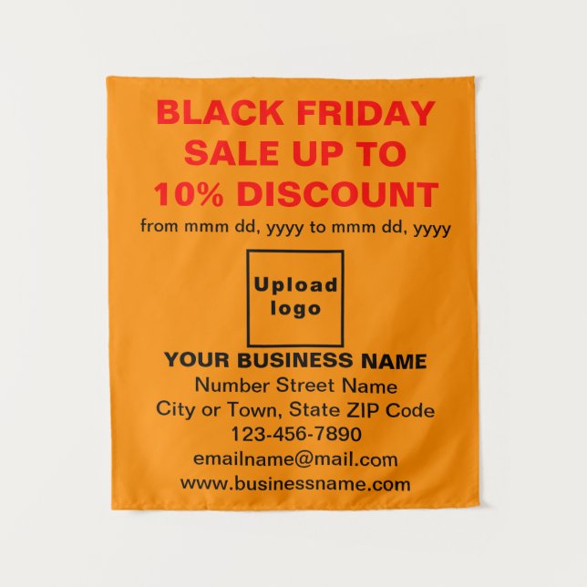 Tenture Commerce noir Vendredi Vente sur couleur orange (Devant)