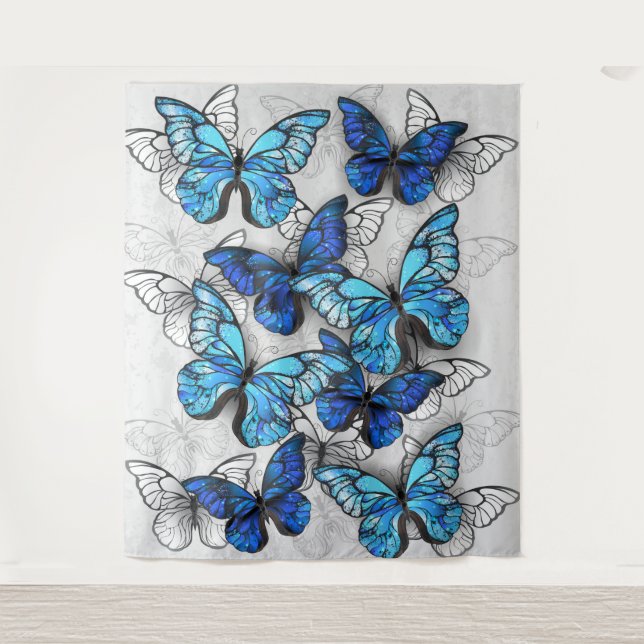 Tenture Composition des White and Blue Butterflies (Devant)