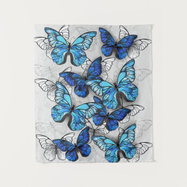 Tenture Composition des White and Blue Butterflies (Devant)