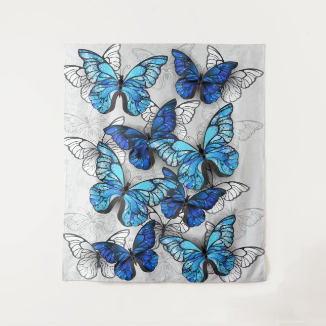 Tenture Composition des White and Blue Butterflies (Devant)