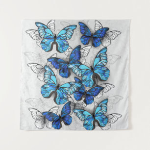Tenture Composition des White and Blue Butterflies