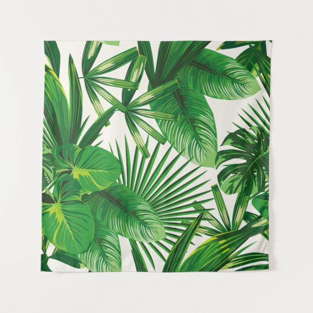 Tenture Composition exotique tropicale verte naturelle feu (Devant)