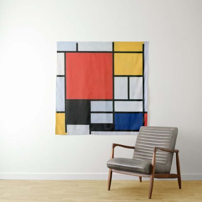 Tenture Composition Rouge, Jaune, Bleu, Noir | Mondriaan | (En situation)