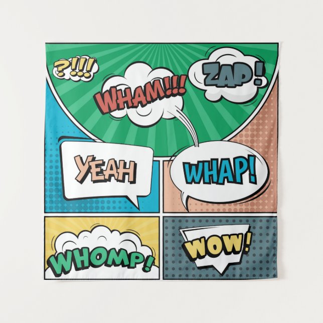 Tenture concept créatif Abstrait comic pop art style blan (Devant)