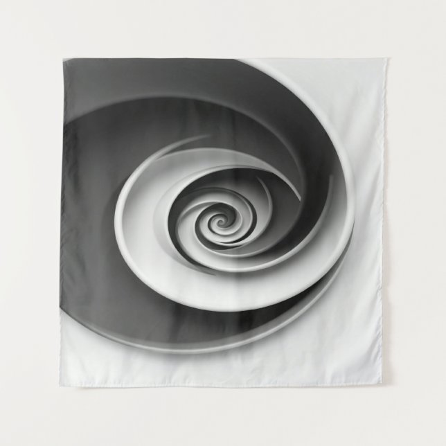 Tenture Conception Abstraite Élégante en Spirale Noir et B (Devant)