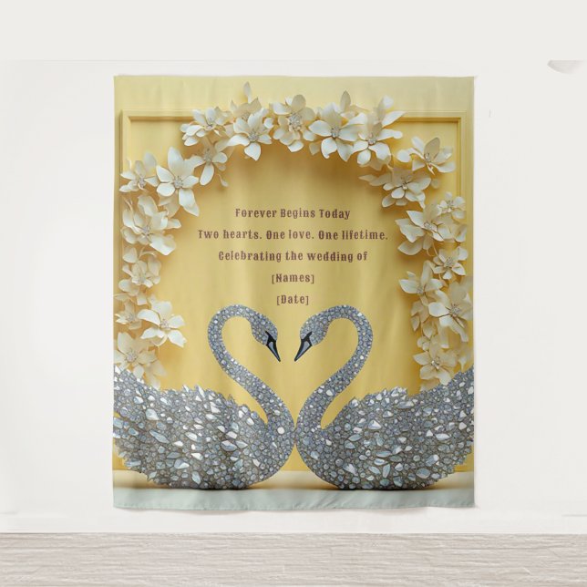 Tenture Conception d'arche de mariage amour cygne diamant (Devant)