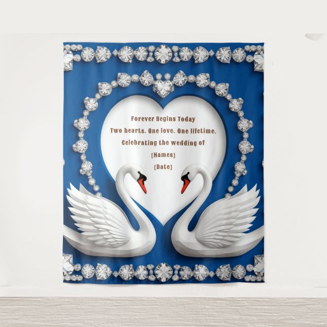 Tenture Conception d'arche de mariage amour cygne diamant  (Devant)