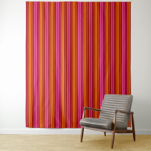 Tenture Conception de bandes verticales orange rose rouge