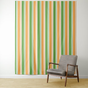 Tenture Conception de bandes verticales orange vert blanc