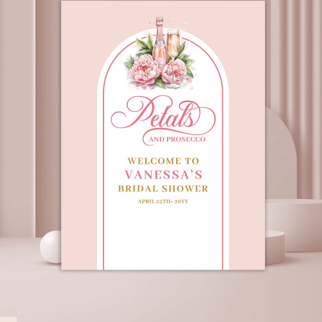 Tenture Conception de bannière de douche de pétales d'aqua (Watercolor petals and prosecco shower banner design)