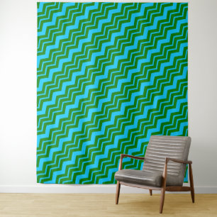Tenture Conception de chevron en zigzag bleu vert 
