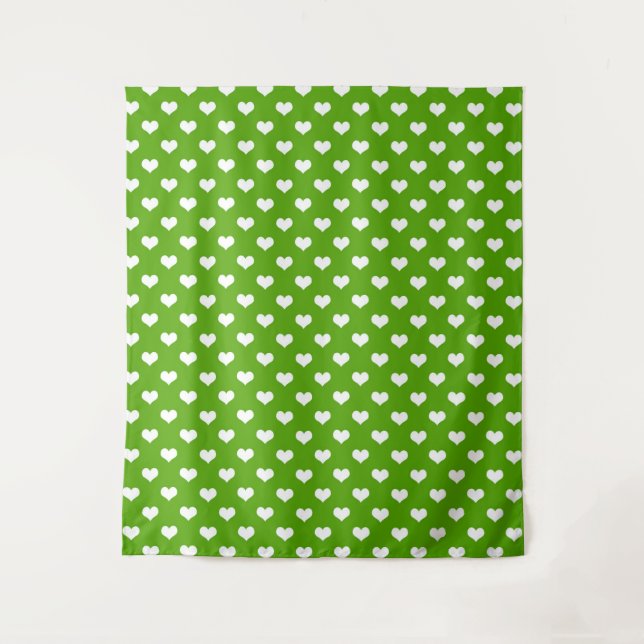 Tenture Conception de coeurs adorables verts blancs  (Devant)