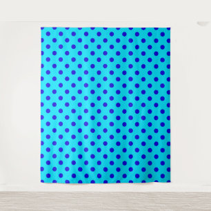 Tenture Conception de motif à pois bleus sur fond cyan