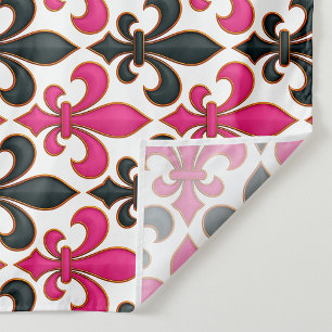Tenture Conception de motif baroque fleur de lis noir rose