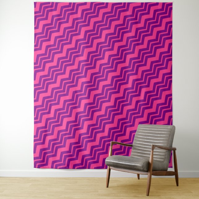 Tenture Conception de motif chevron rose et violet  (En situation)