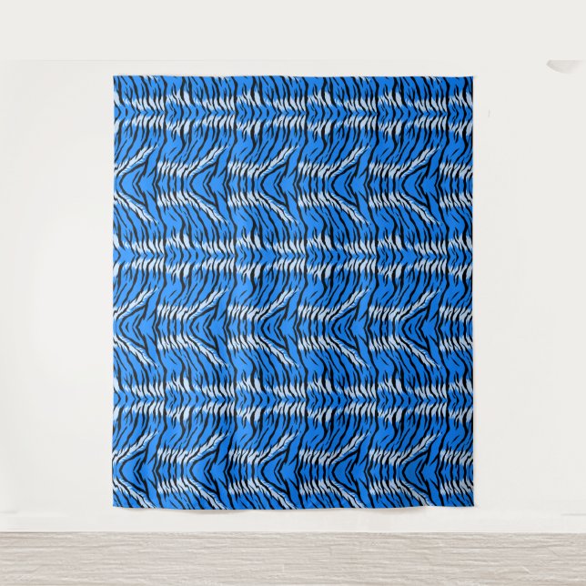 Tenture Conception de motif de peau d'animal Tigre Bleu  (Devant)