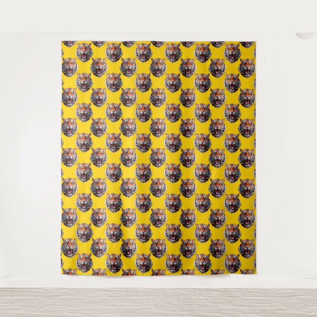 Tenture Conception de motif de tête de tigre jaune  (Devant)