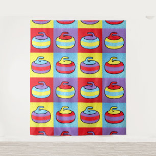 Tenture Conception de pierre de curling Pop Art Rocks