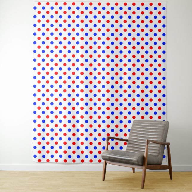 Tenture Conception de points noirs blancs rouges bleus  (En situation)