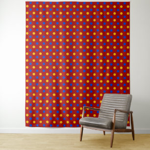 Tenture Conception de points polka rouges bleus jaunes 