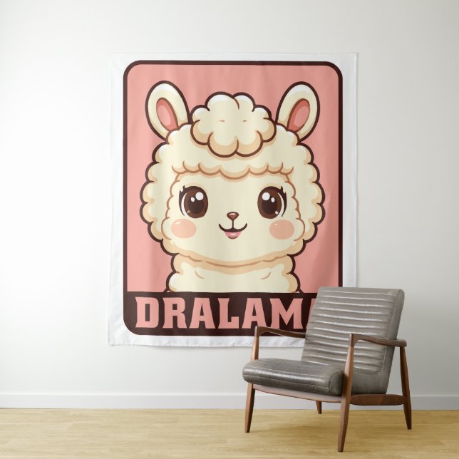 Tenture Conception d'illustration de lama mignon (En situation)