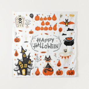 Tenture Conception d'un jeu Vintage d'éléments Halloween