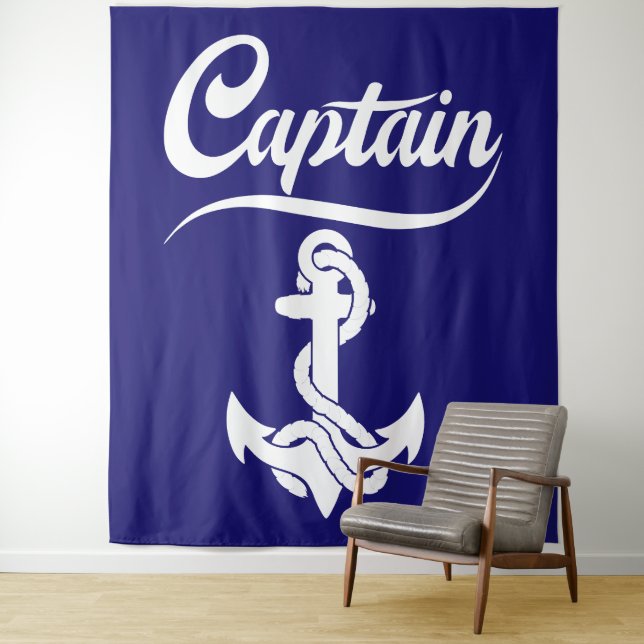 Tenture Conception nautique d'ancre de voilier capitaine (En situation)