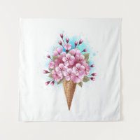 Cône rose Sakura crème glacée gaufre