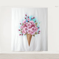 Cône rose Sakura crème glacée gaufre