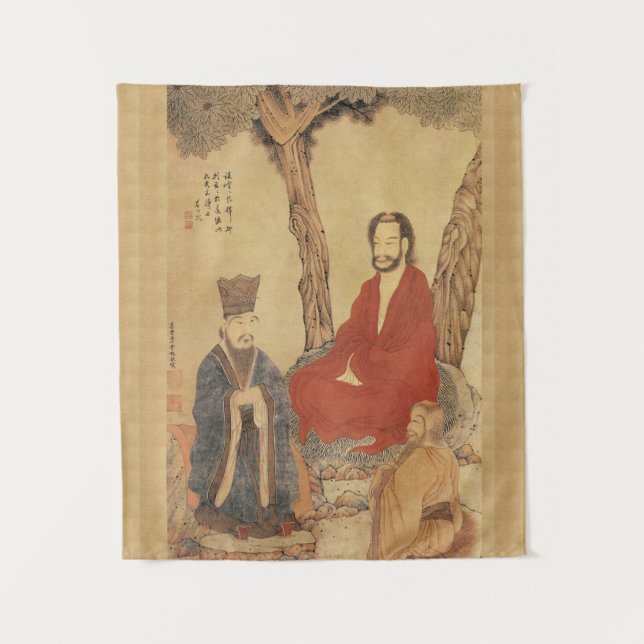 Tenture Confucius, le Laotien-tzu et Arhat bouddhiste (Devant)