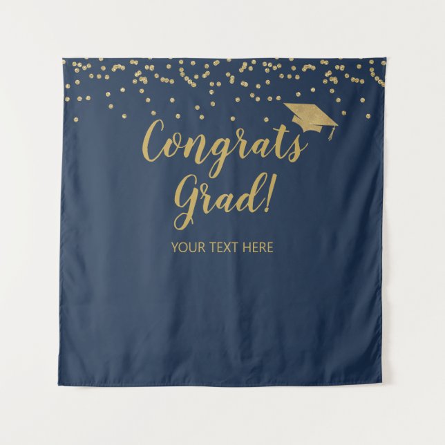Tenture Congrats grad blue and gold Backdrop banner (Devant)