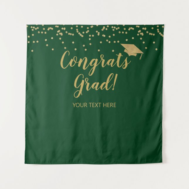 Tenture Congrats grad green and gold Backdrop banner (Devant)