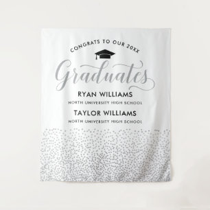Tenture Congrats Two Graduates Silver Confetti Party