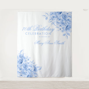 Tenture Contexte 70e fête d'anniversaire Floral Navy Blue
