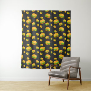 Tenture Cool et amusant hamburger motif gris foncé Mur