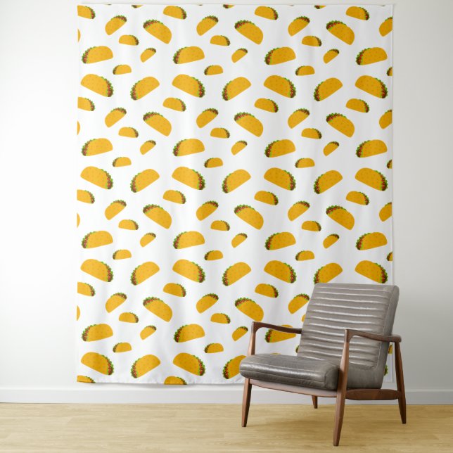 Tenture Cool et amusant yummy taco motif blanc Mur (En situation)