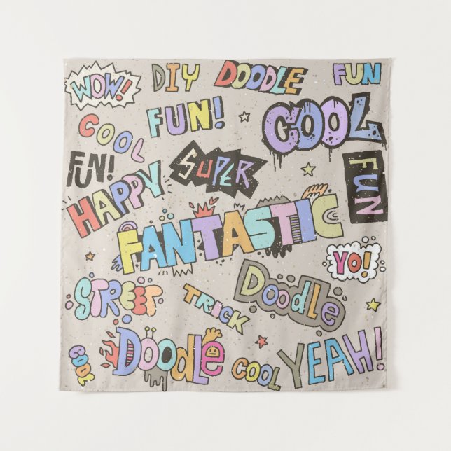 Tenture Cool Fun Doodle Lettres Vintage (Devant)