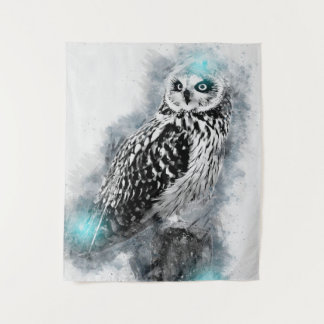 Tenture Cool Owl | Chouette d'aquarelle Abstraite | Gif co