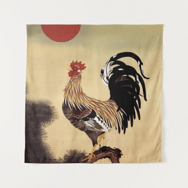 Tenture Coq chantant par Ito Jakuchu  (Devant)