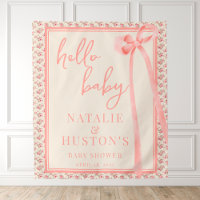 Coquette Blush Pink Bow Floral Baby shower Bienven