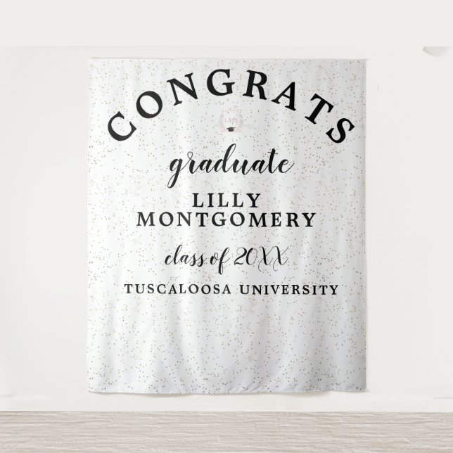 Tenture Coquette Monogramme Graduation Photo Contexte (Devant)