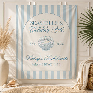 Tenture Coquillages et Cloches de Mariage Bleue Bacheloret