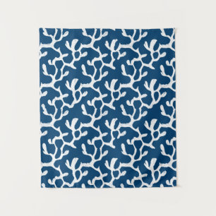 Tenture Corail Abstrait bleu et blanc Motif répétitif