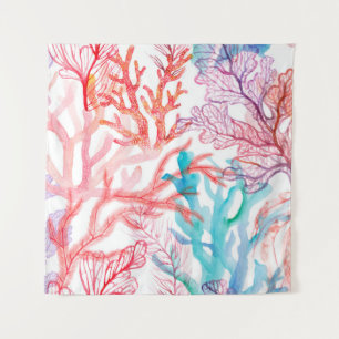 Tenture Coraux aquarelles. Motif sans couture avec sous
