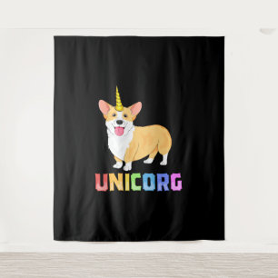 Tenture Corgi pour enfants filles Unicorg Unicorn Corgicor