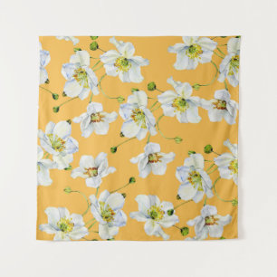 Tenture Cosmos, aquarelle, transparent, motif floral.
