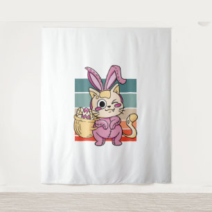 Tenture Cosplayer Chat Pâques Costume d'oeuf lapin Panier